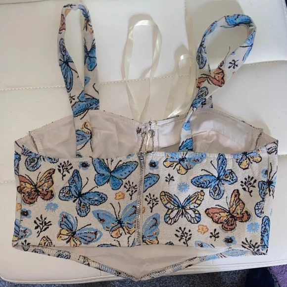 Butterfly Print Women's Corset Top - Picture 3 of 4